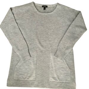 J Crew Wool Tunic Sweater Front Patch Pockets Grey SZ S